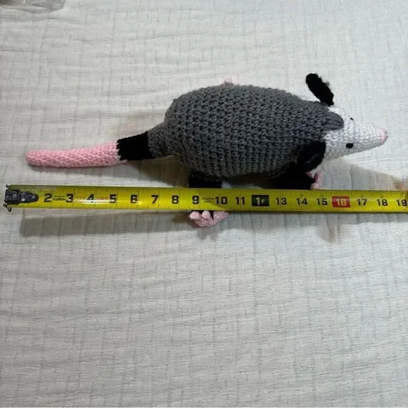 Handmade Crochet Opossum Plushie Stuffed Animal - Picture 6 of 6